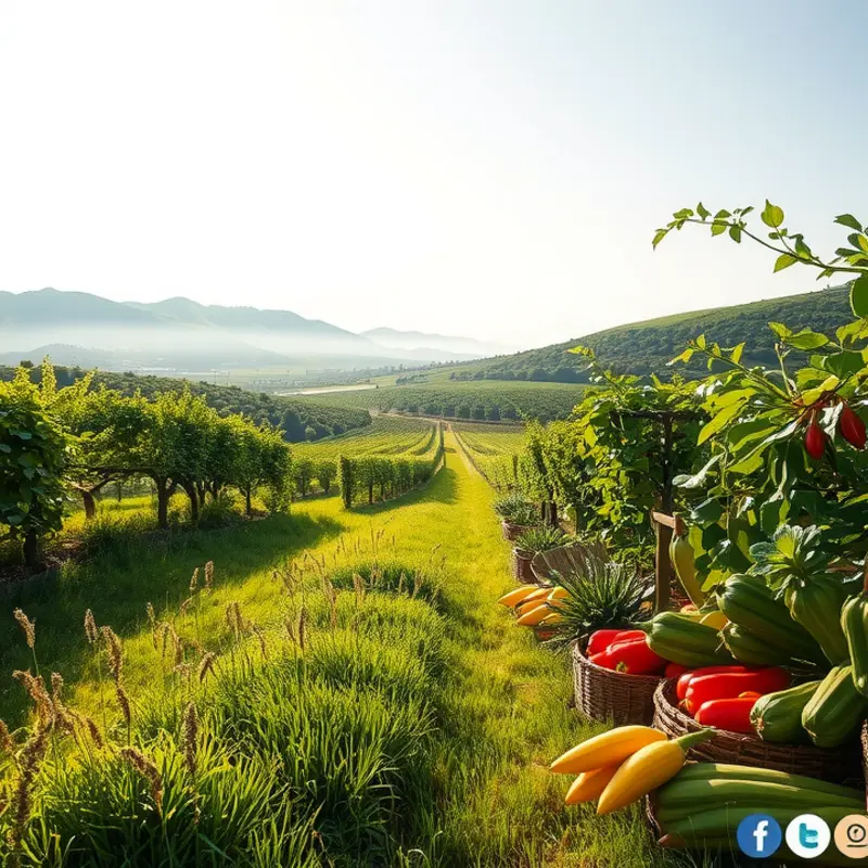 A vibrant orchard full of vegetables basking in sunlight.