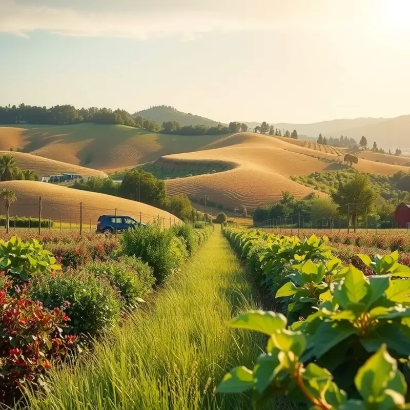 A vibrant orchard showcasing fresh fruits and vegetables, symbolizing a healthy lifestyle.