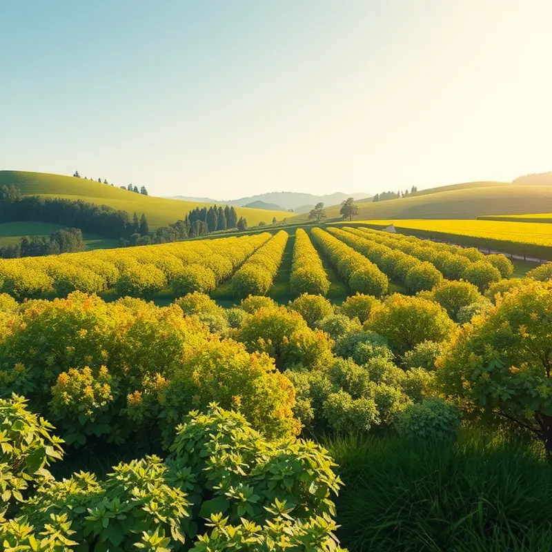 A vibrant orchard filled with fresh produce, symbolizing natural freshness.