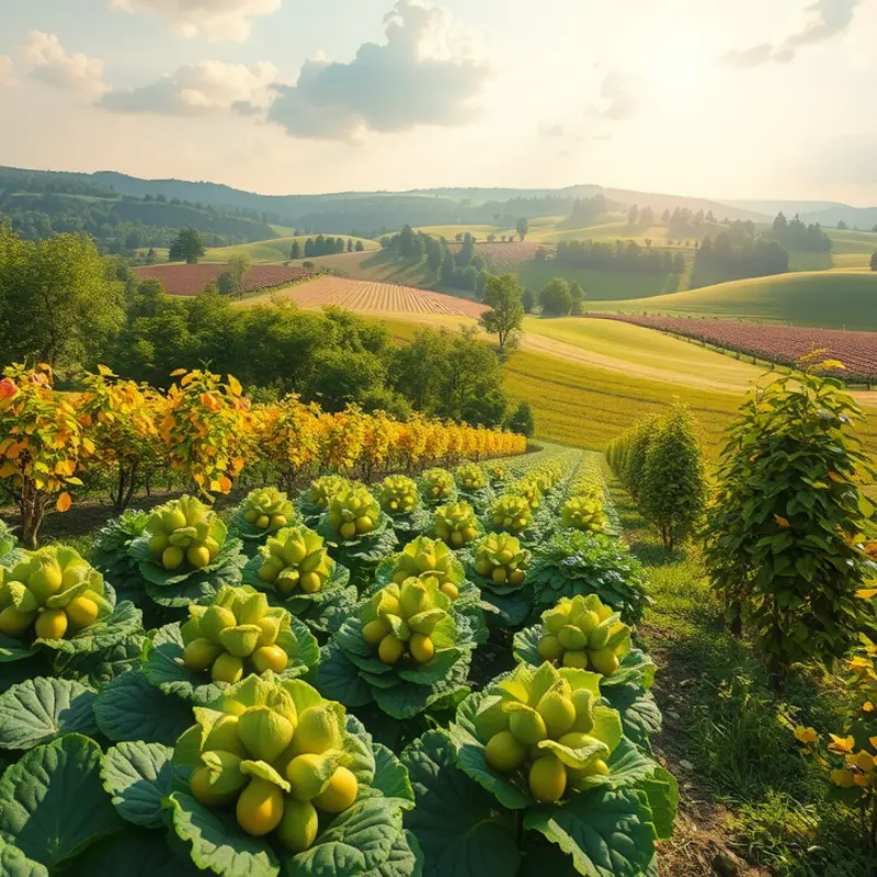 A serene landscape showcasing the abundance of organic farming methods that promote sustainability.