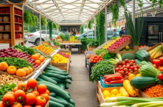 A picturesque landscape of a sunlit field with lush greenery and an array of vibrant organic produce, symbolizing the beauty of sustainable food choices.