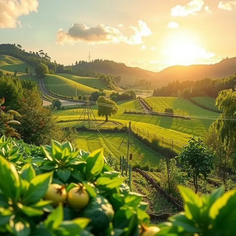 A scenic landscape showcasing vibrant organic produce encapsulates the essence of sustainable food storage.