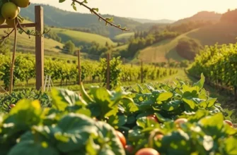 A picturesque field with an array of organic produce basking in sunlight.