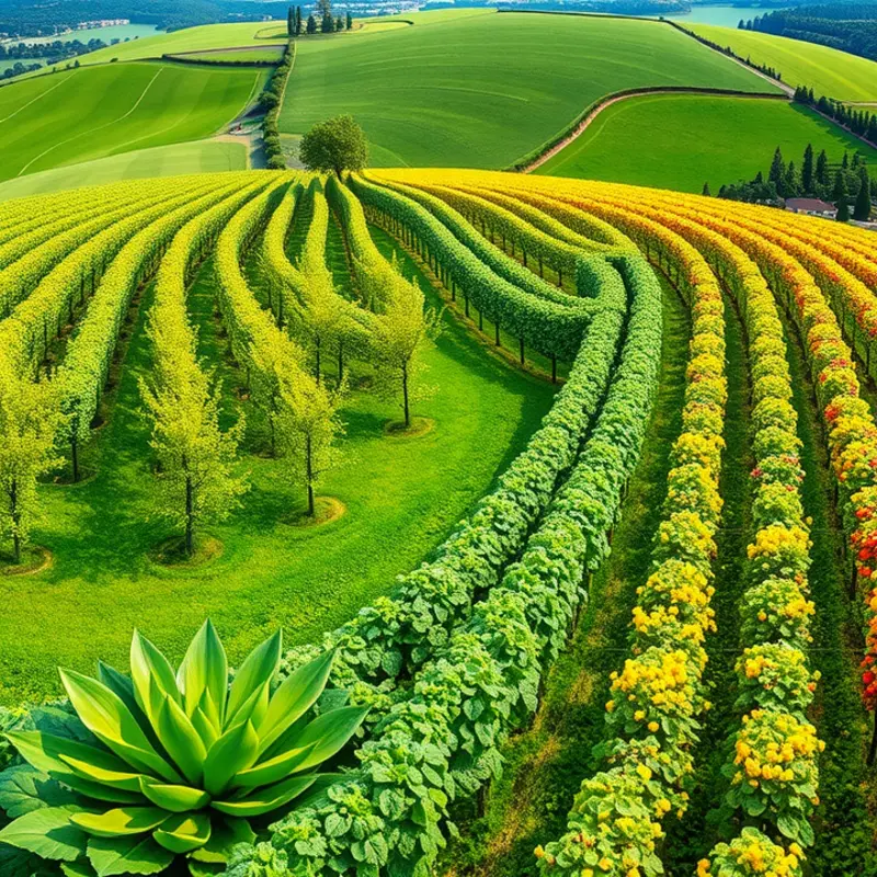 A picturesque landscape illustrating the beauty of sustainable agriculture and organic produce.