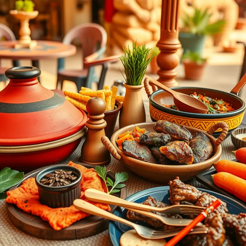 Desert landscape featuring sun-dried fruits and herbs, illustrating ancient food preservation methods.
