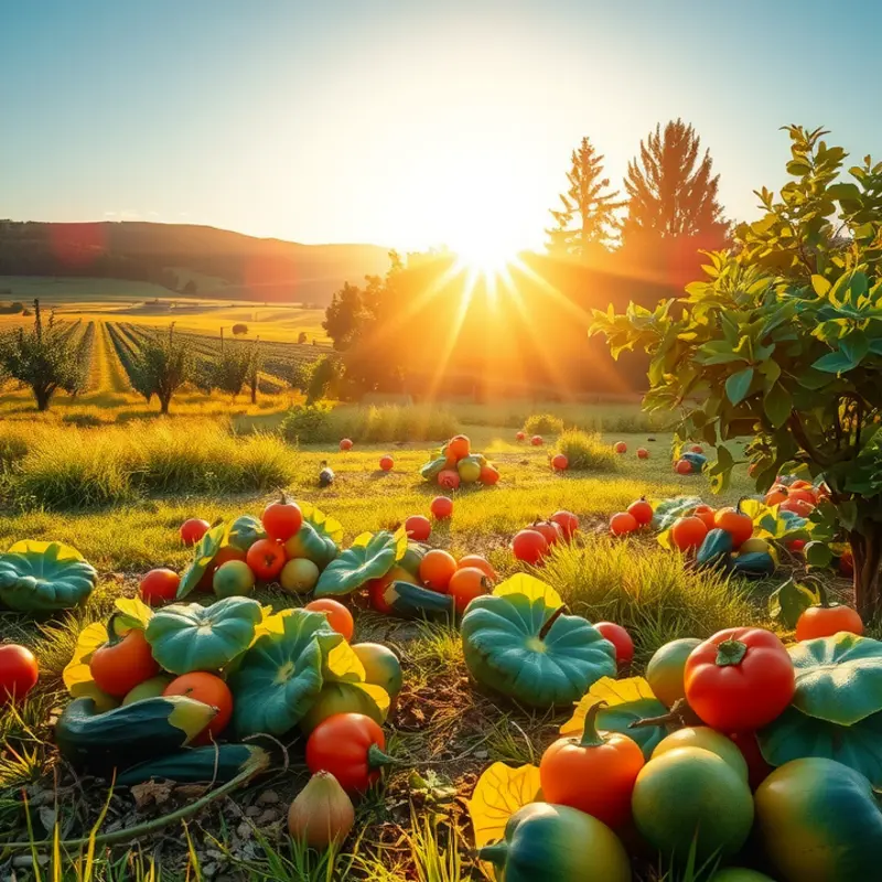 A tranquil tea garden under gentle sunlight, rich in vibrant greens and delicate flowers.