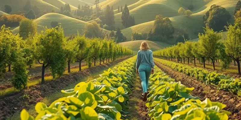 A bright and healthy landscape rich in tropical fruits and vegetables in nature.