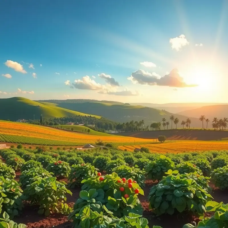 A vibrant landscape of tropical fruits flourishing in nature.