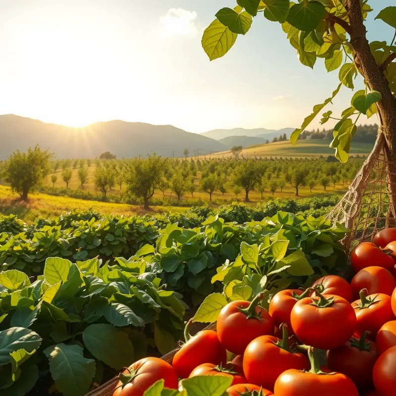 A lush orchard representing the variety needed in balanced nutrition.