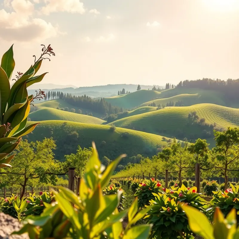 An expansive view of vibrant produce growing in natures embrace.