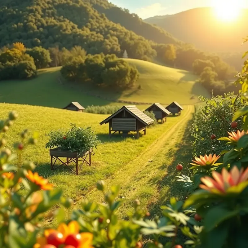 A sunlit field showcasing vibrant vegetables and fruits, embodying the essence of clean eating.