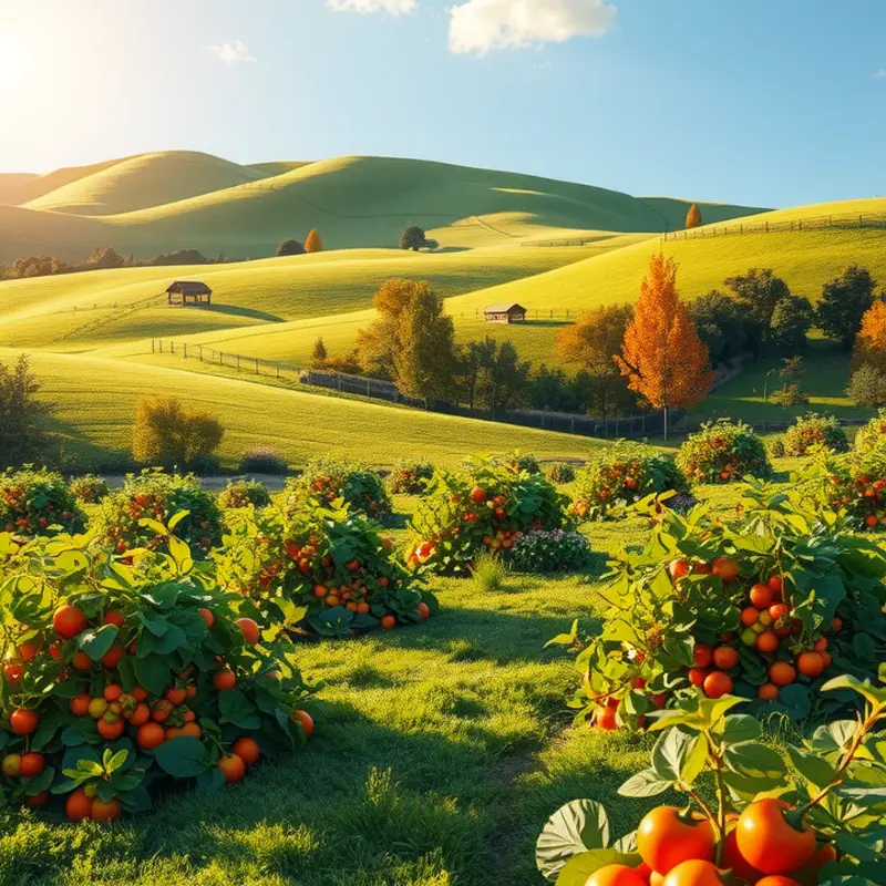 A scenic landscape featuring fresh, organic produce.