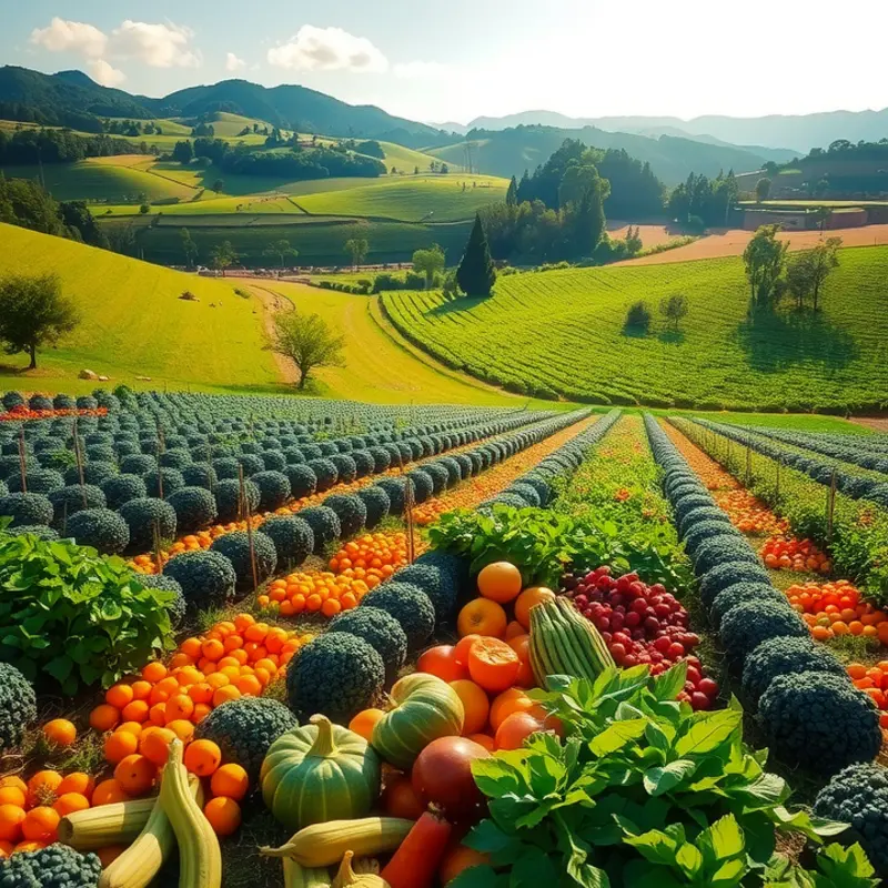 A sunny field of vibrant produce representing the essence of detox diets.