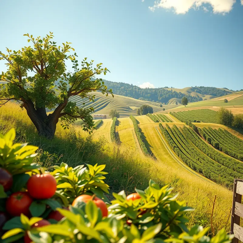A tranquil and vibrant scene showcasing the abundance of nature, representing mindful and nourishing choices.
