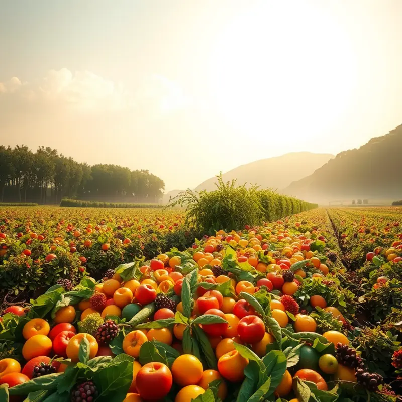 A serene landscape portraying the bounty of nature, symbolizing nourishment.