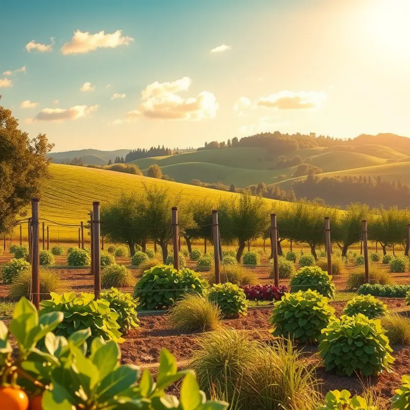 A vibrant landscape showcasing natural elements and healthy produce.