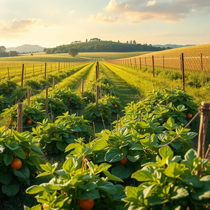 A vibrant sunlit field with fresh organic produce.