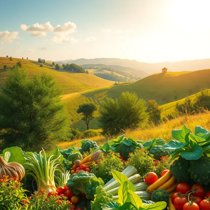 A sunlit orchard showcasing vibrant fruits and vegetables, representing nature’s bounty of antioxidants.