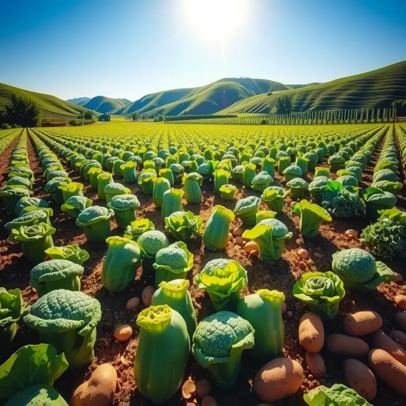 Freshly harvested potatoes in a lush field.