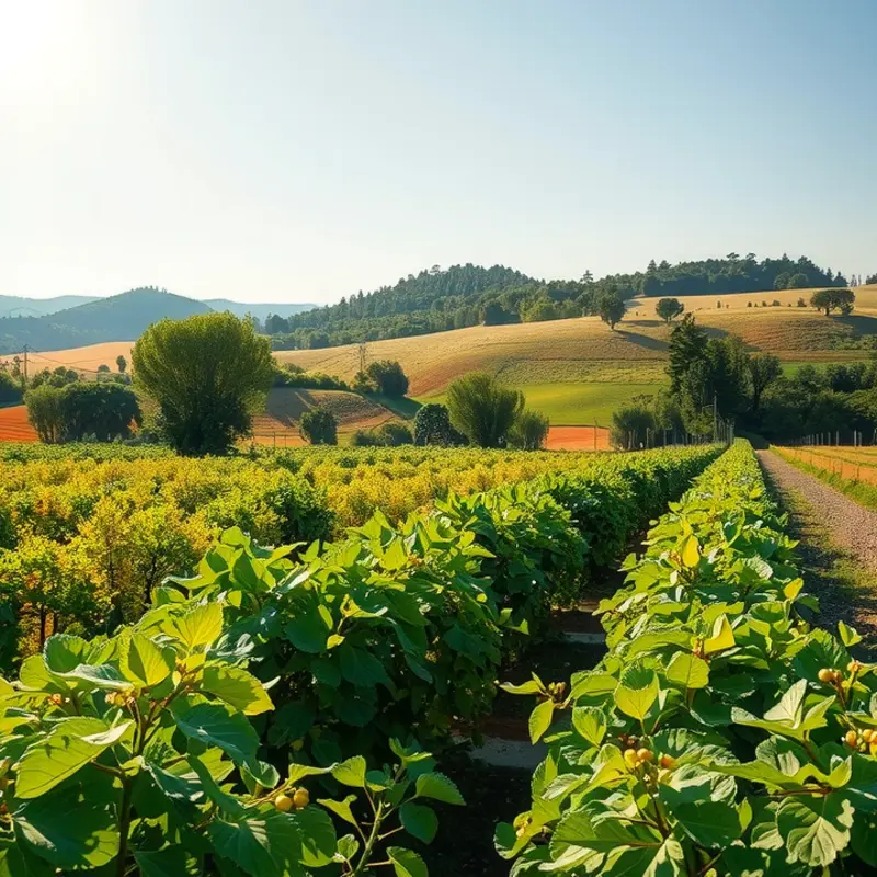 A serene landscape showcasing organic vegetation on a sunlit field.