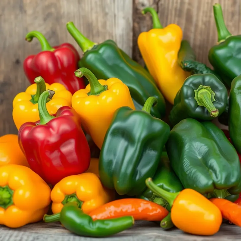 A colorful assortment of peppers ready for roasting, showcasing their vibrancy and freshness.
