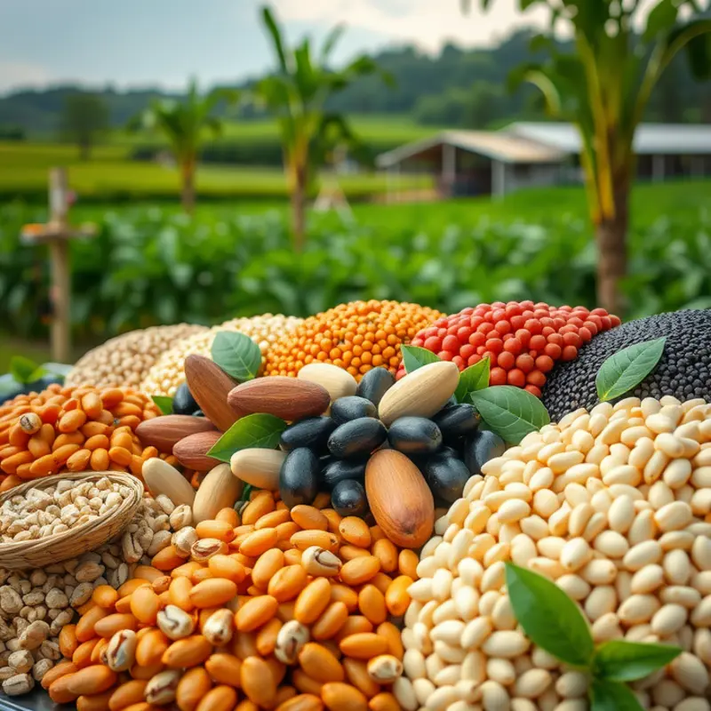 A sunny field filled with vibrant beans, representing freshness and organic farming.