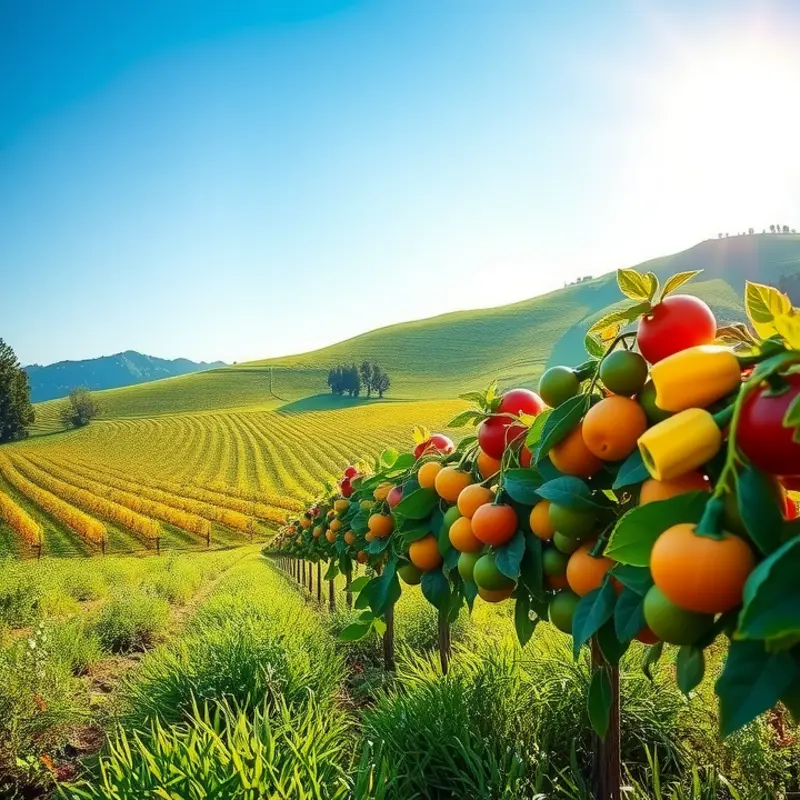Vibrant organic produce thriving in a sunlit field.