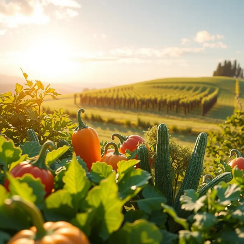 A vibrant field showcasing fresh organic produce.