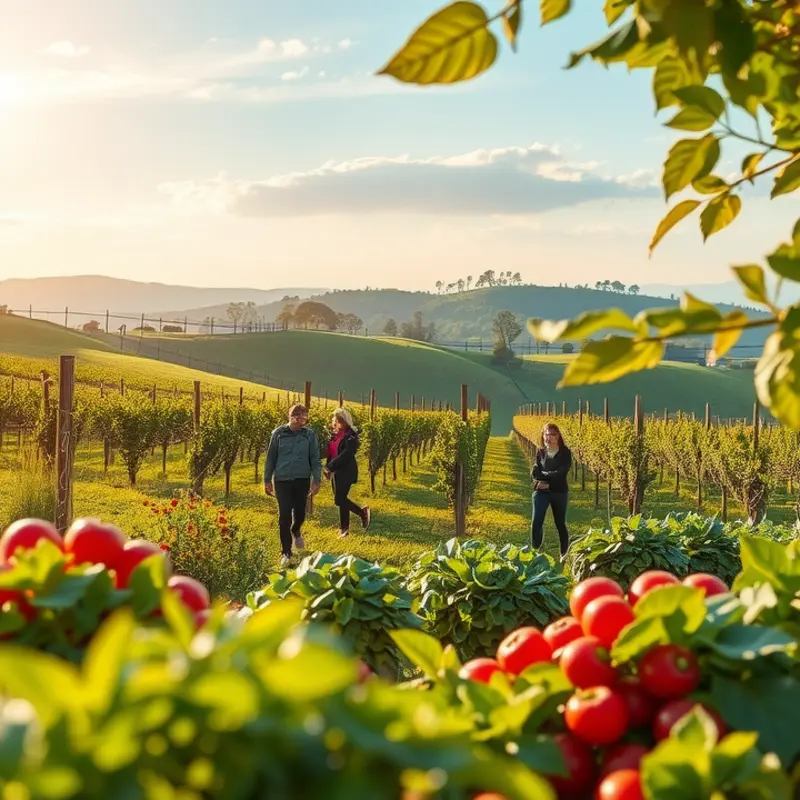 Lush organic field teeming with vibrant produce.