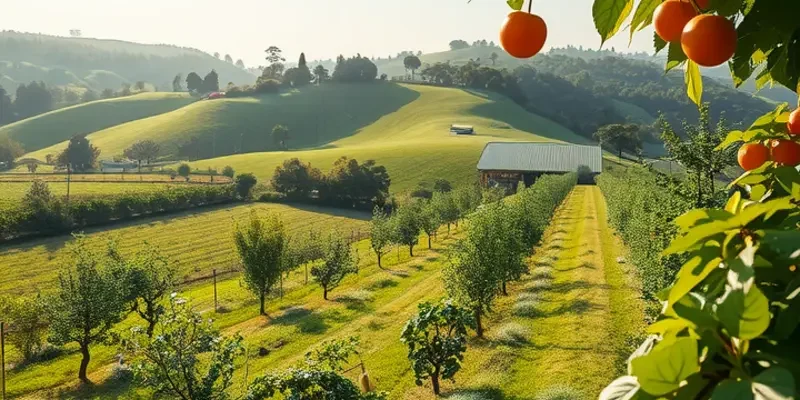 A lush sunlit field depicting an abundance of organic vegetables and fruits, representing healthy eating choices.