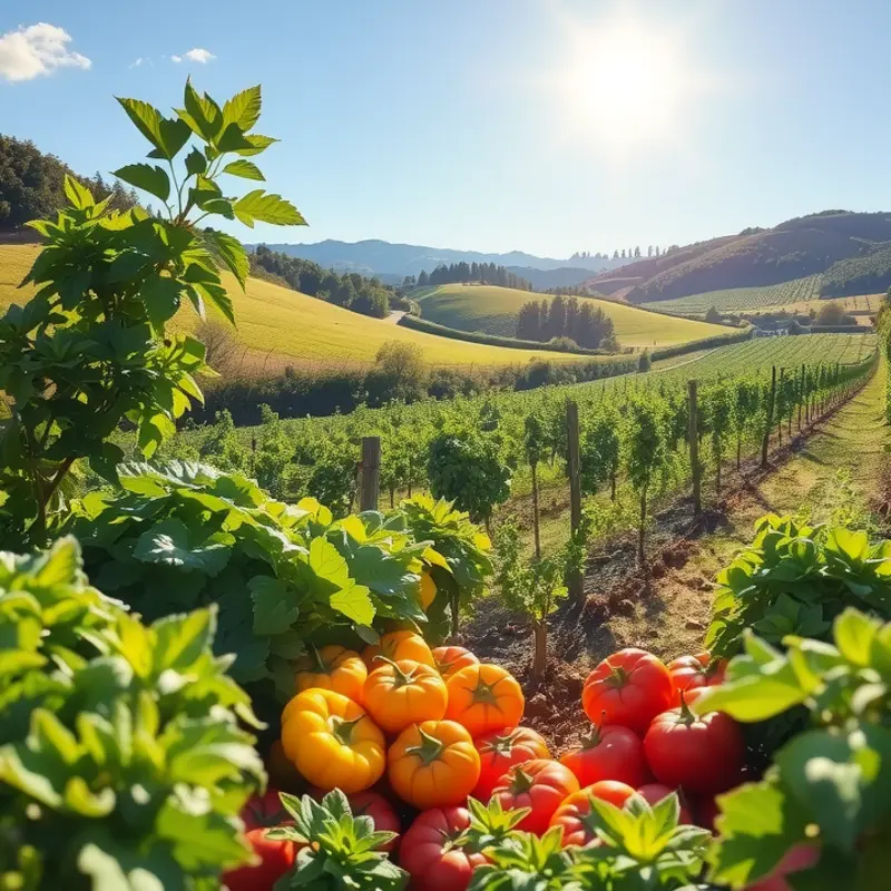 Lush fields symbolizing the abundance of staple ingredients.