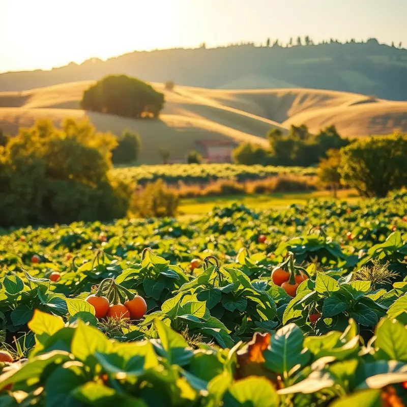 A beautiful sunlit orchard showcasing fresh, organic produce.