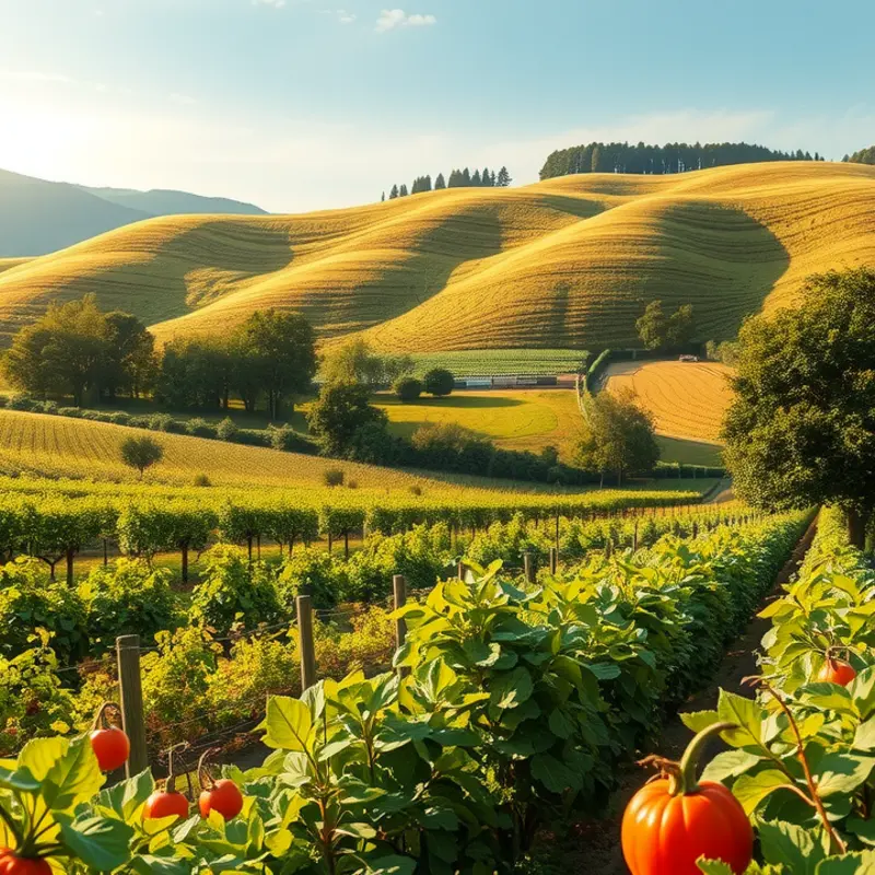 A sunlit field showcasing vibrant garlic bulbs thriving in a natural orchard.