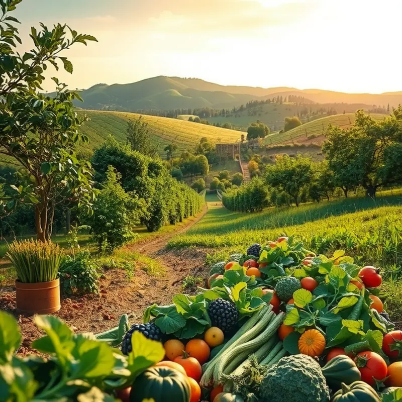 A sunlit field filled with vibrant organic produce, highlighting the essence of natural wellness.