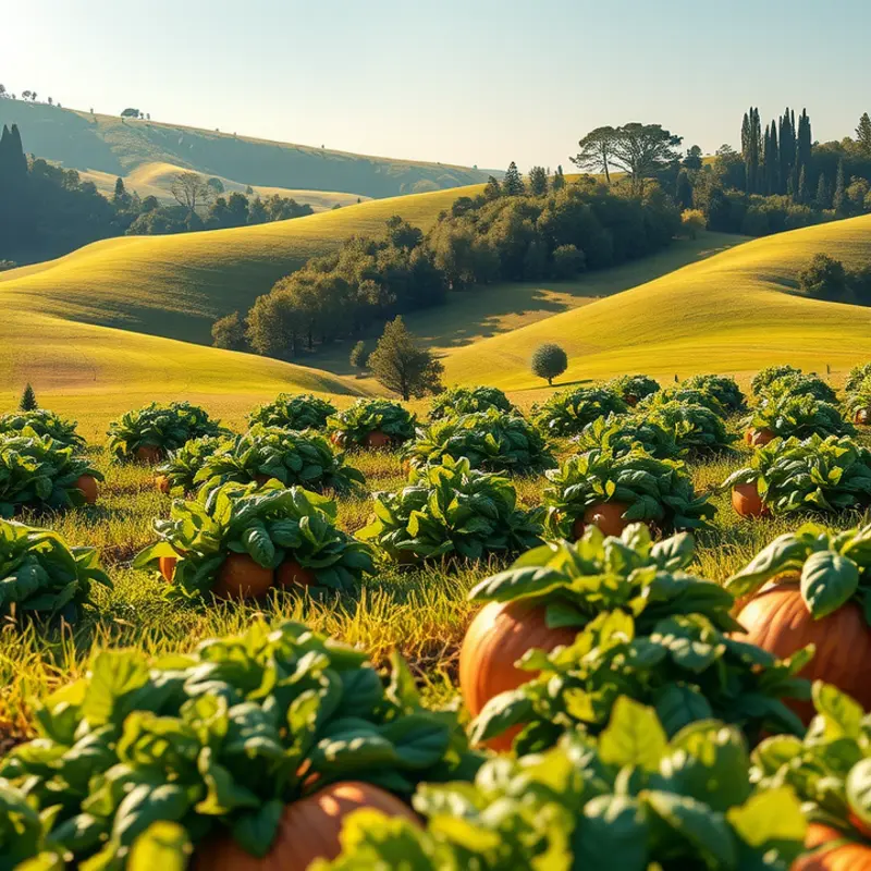 A vibrant orchard filled with an abundance of organic fruits and vegetables, representing natural nutrition.