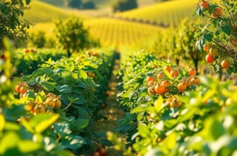 A beautiful sunlit field filled with fresh organic vegetables and fruits, embodying the essence of global sandwich ingredients.