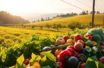 A lush field full of vegetables and fruits, highlighting the essence of home cooking.