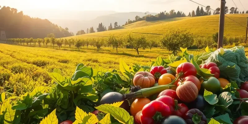 A lush field full of vegetables and fruits, highlighting the essence of home cooking.