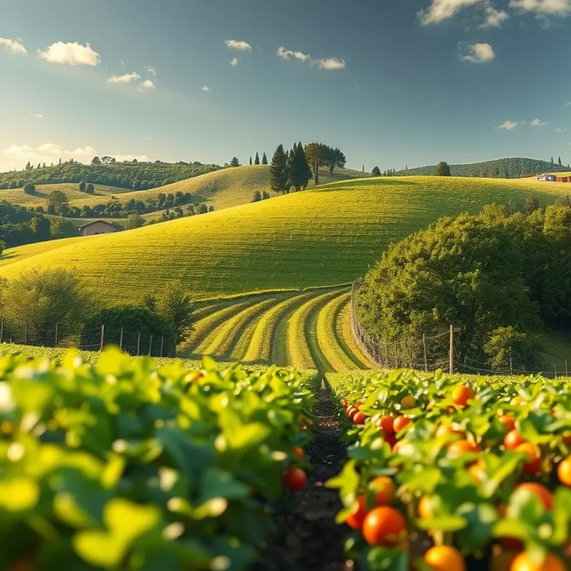A sunlit field representing the bounty of organic produce and nutrition.