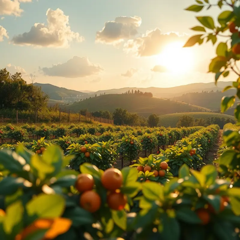 A scenic view of a vibrant organic farm, promoting freshness.