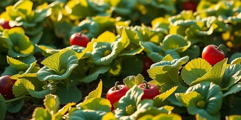 A picturesque field abundant with vibrant organic vegetables, highlighting nature's offerings in global vegetarian dishes.