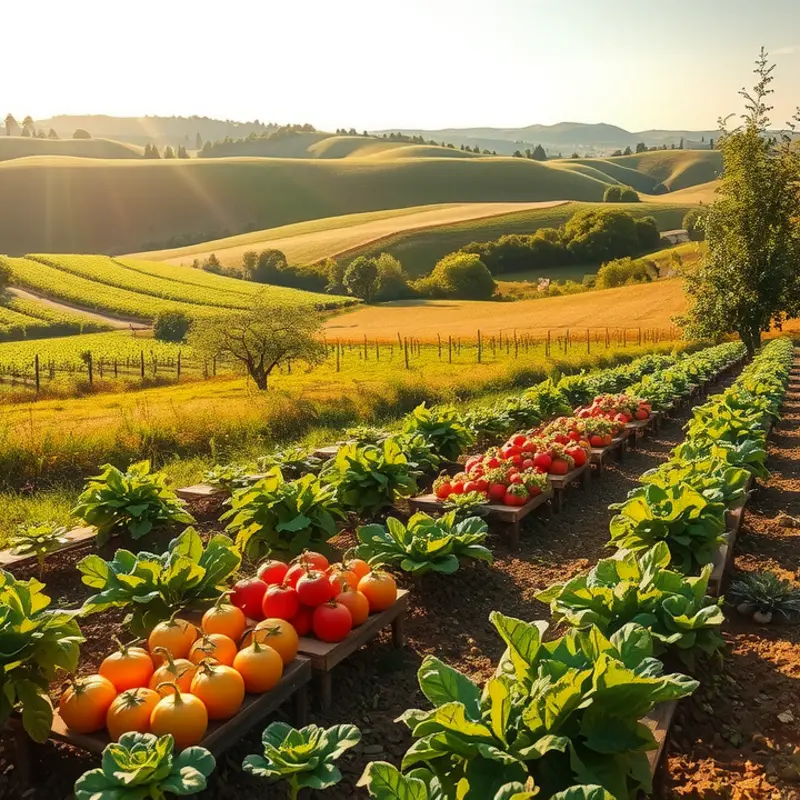 A vibrant orchard filled with fresh, organic produce