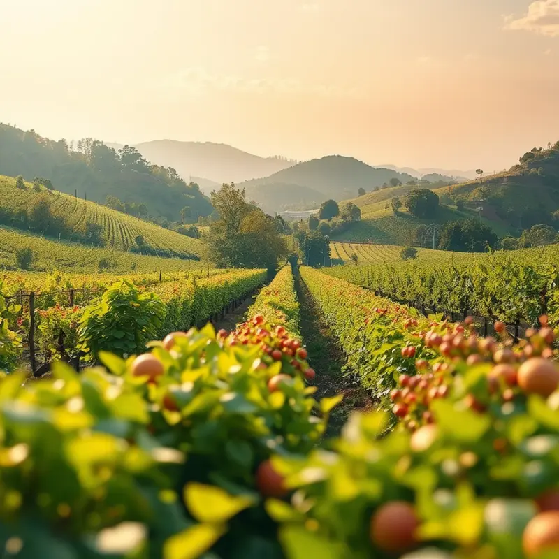 A sunlit field showcasing vibrant organic produce.