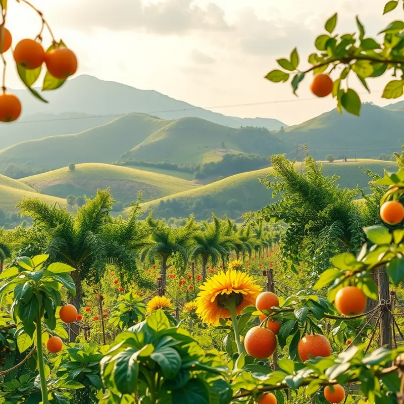 A sunlit orchard representing the freshness of natural produce.