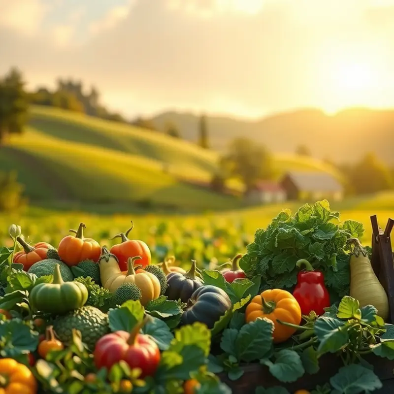 A sunlit orchard showcasing the abundance of organic produce.