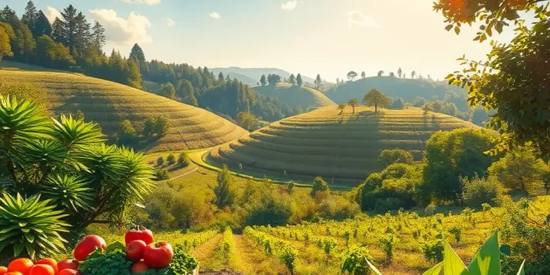 A sunlit orchard rich with fresh, organic produce.