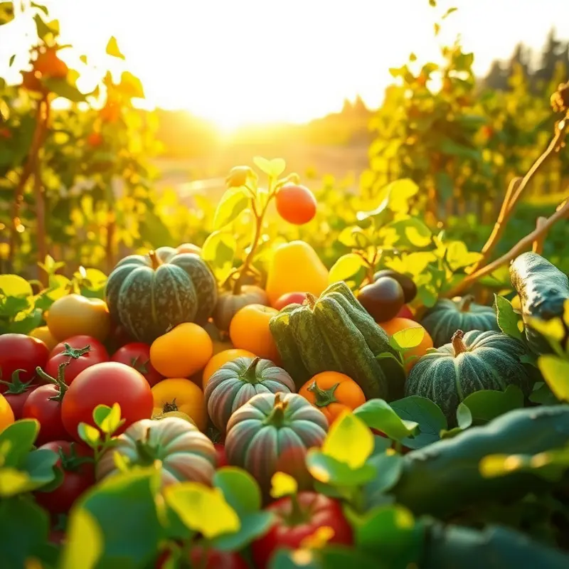 Sunlit field with an abundance of organic produce.
