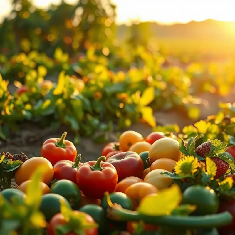 Sunlit field with an abundance of organic produce.