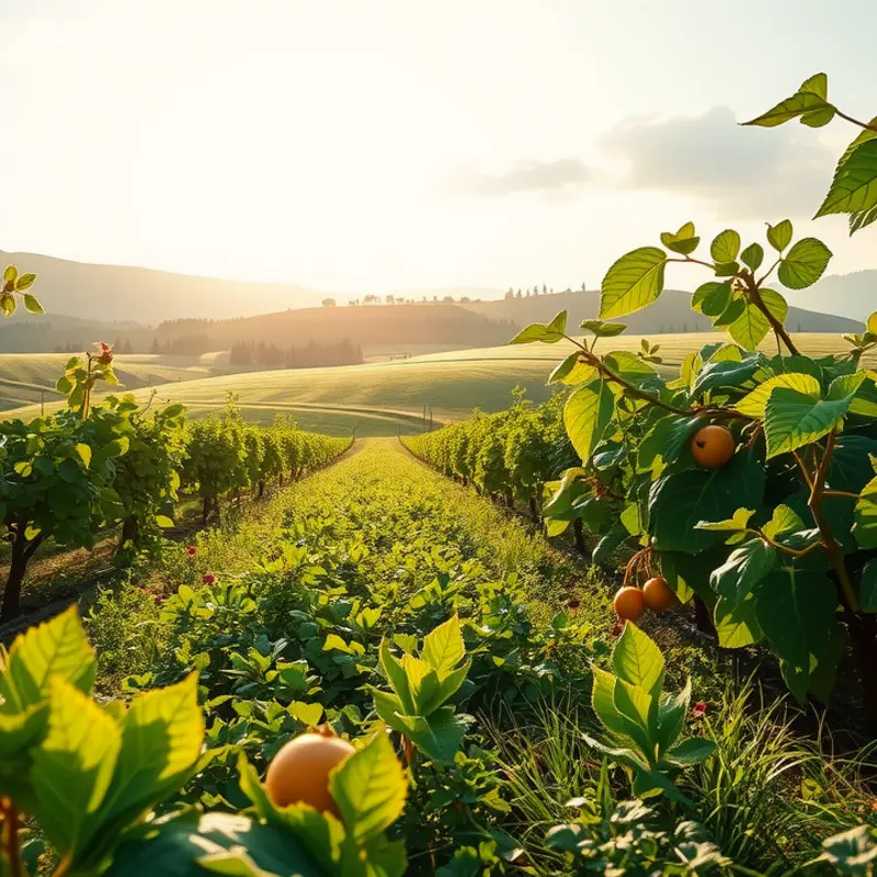 A sunlit orchard showcasing fresh, organic produce embodying health and nutrition.