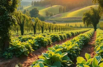 A scenic view of organic vegetables and fruits flourishing in a sunlit field.